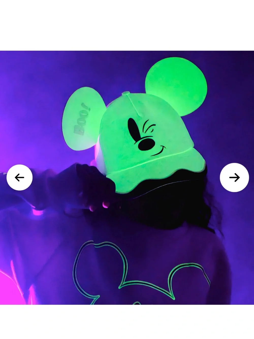 Disney Cakeworthy Mickey Mouse Ghost Ears Hat Cap Boo White Faux Leather NWT